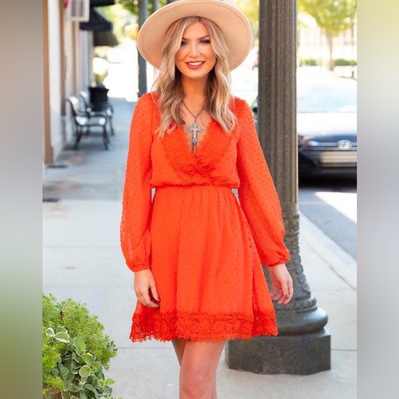 Southern Fried Chics Dresses & Skirts - Southern Fried Chics This One’s For The Ladies Rust Long Sleeve Dress